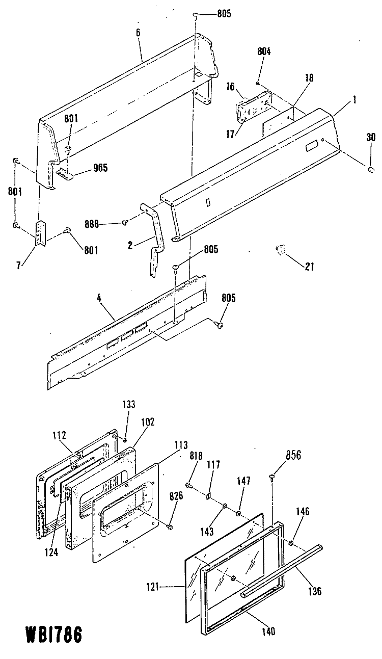 Section Diagram and Parts List for L2B235GPL1  General Electric Range