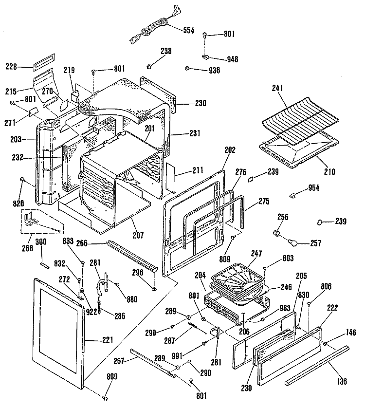 Section Diagram and Parts List for L2B235GPL1  General Electric Range