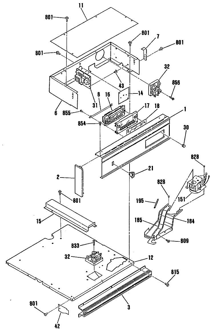 Section Diagram and Parts List for L2J345GEL2  General Electric Range