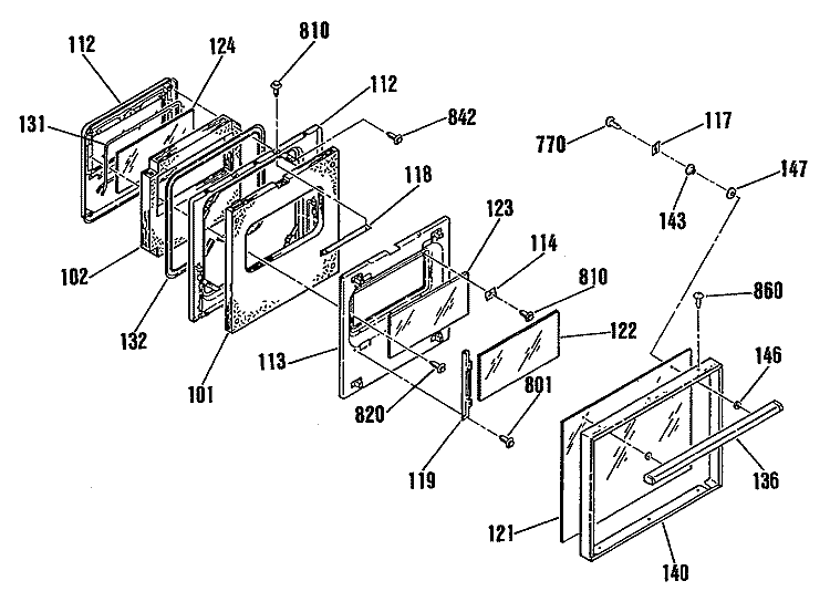 Section Diagram and Parts List for L2J345GEL2  General Electric Range