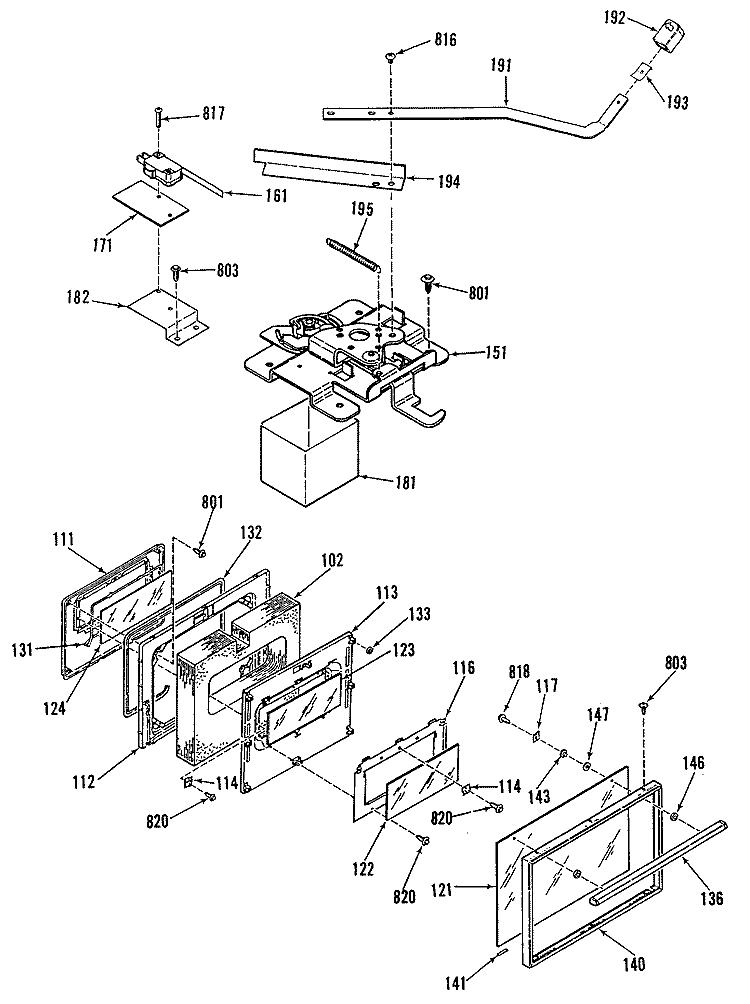 Section Diagram and Parts List for L3B355GL0  General Electric Range