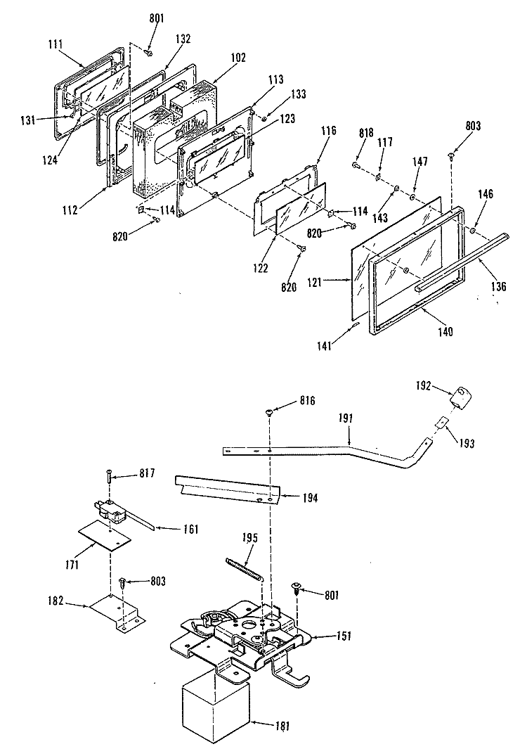 Section Diagram and Parts List for L3B360GL1  General Electric Range