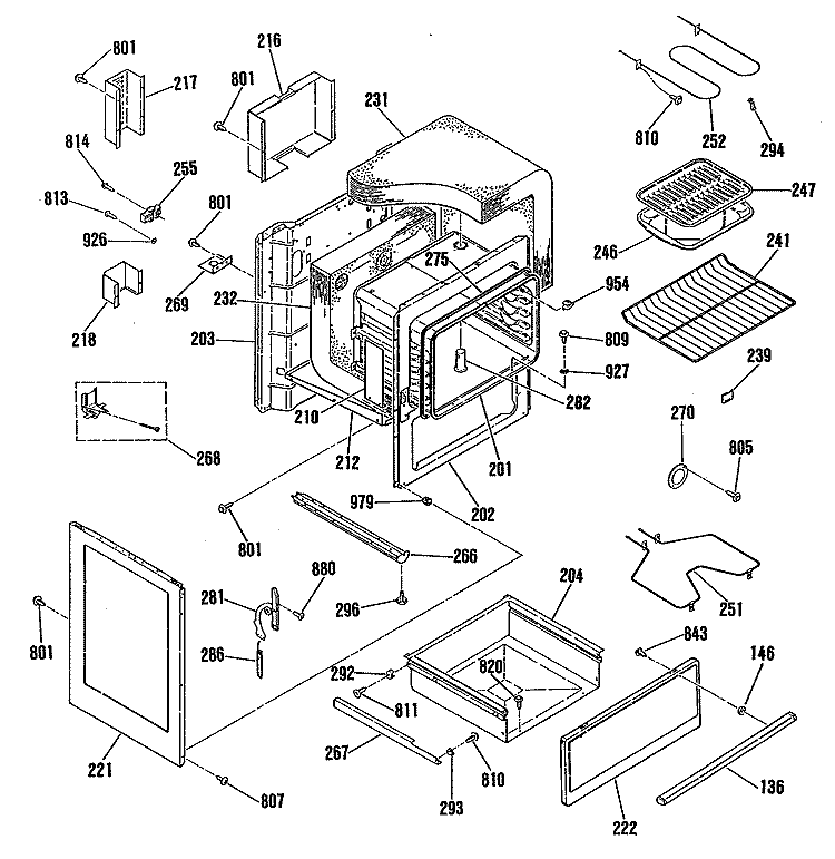 Section Diagram and Parts List for L3B130GL1  General Electric Range