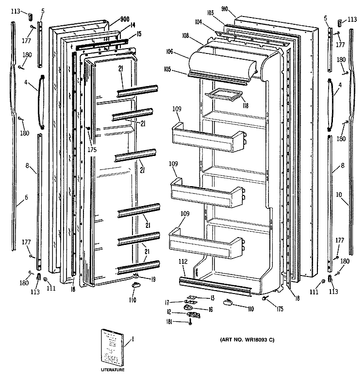 Section Diagram and Parts List for MSX20EASAAD  General Electric Refrigerator