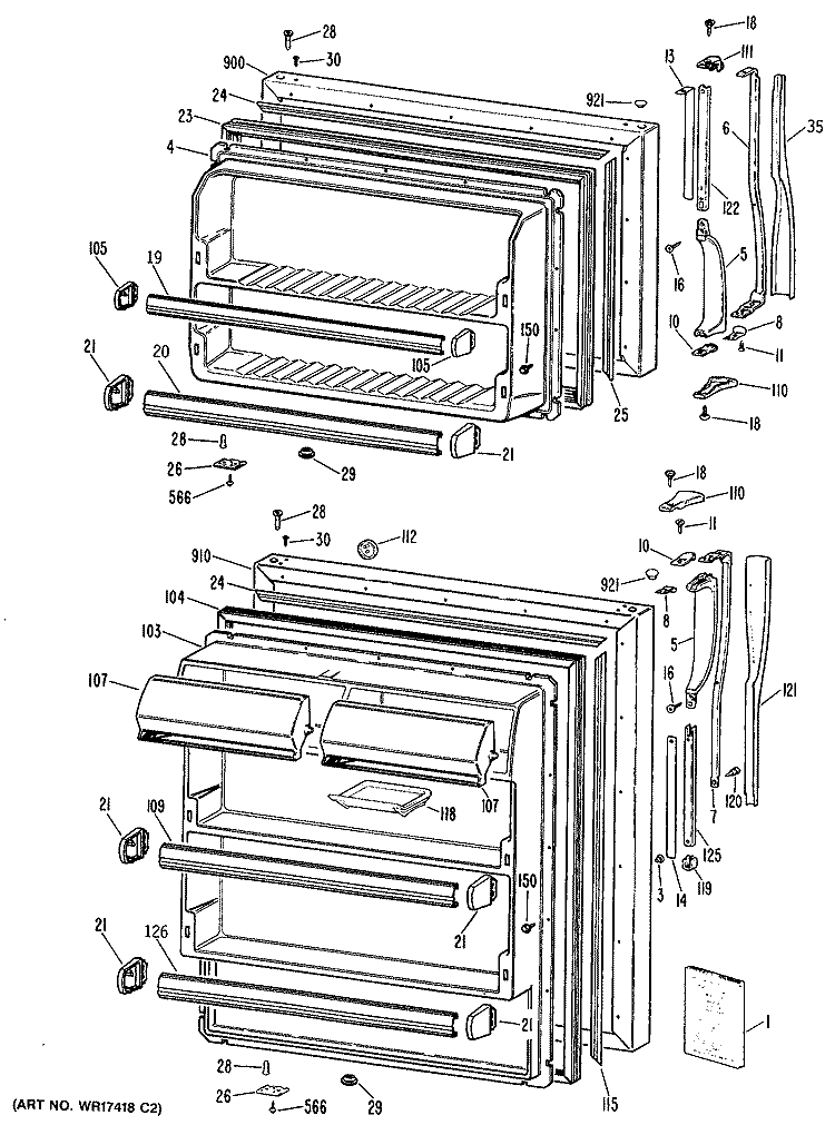 Section Diagram and Parts List for MTX21GRBRAD  General Electric Refrigerator