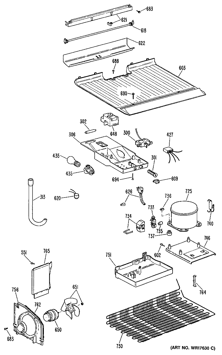 Section Diagram and Parts List for MTXY16EPKRHA  General Electric Refrigerator