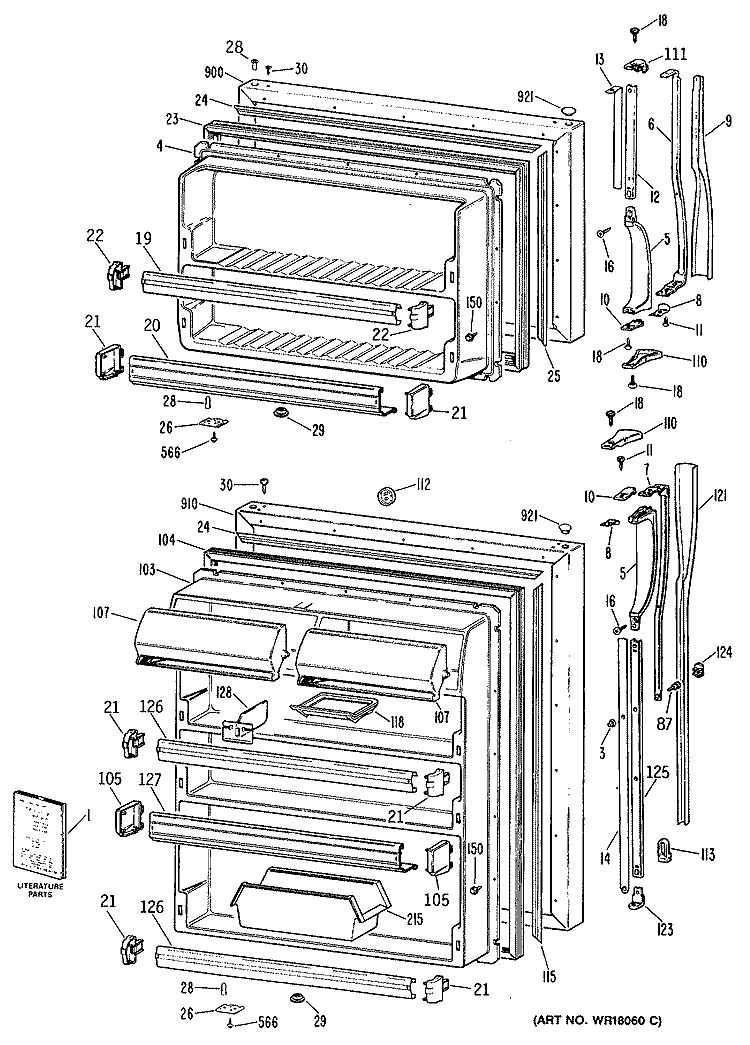 Section Diagram and Parts List for MTX19GRBRWH  General Electric Refrigerator