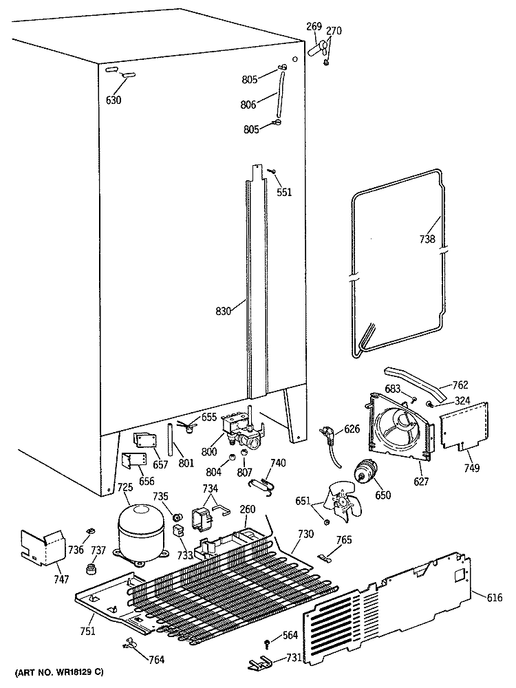 Section Diagram and Parts List for MSG24GRSBWH  General Electric Refrigerator
