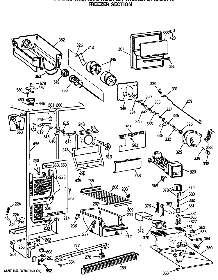 FREEZER SECTION Diagram and Parts List for MSX27DRSBAD  General Electric Refrigerator