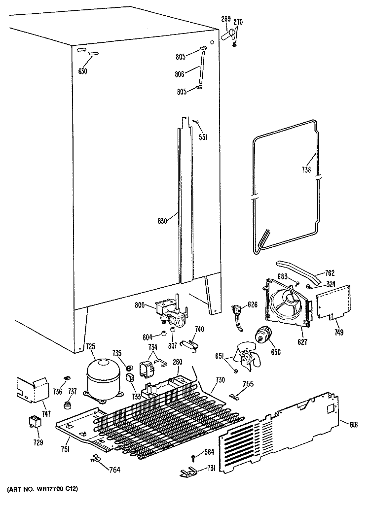 Section Diagram and Parts List for MSX27DRSBAD  General Electric Refrigerator