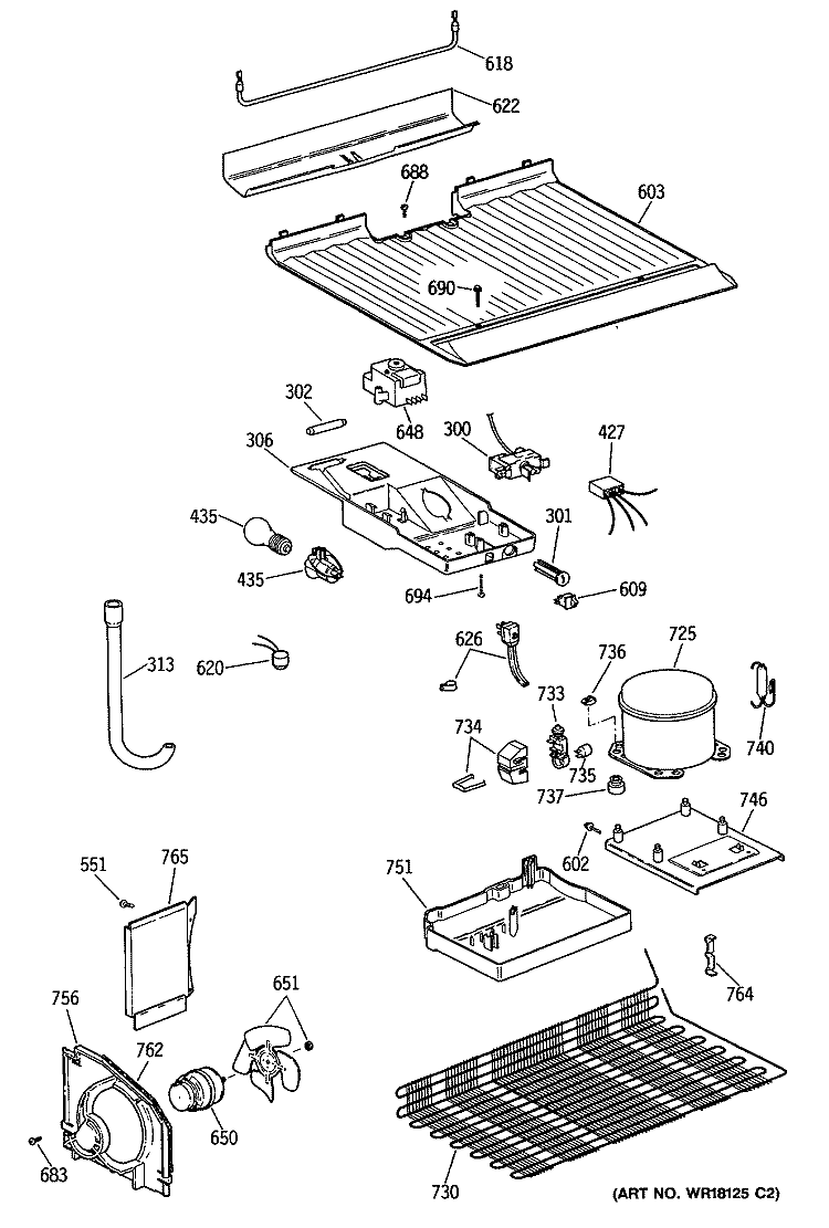 Section Diagram and Parts List for MTX16BYSFRAD  General Electric Refrigerator