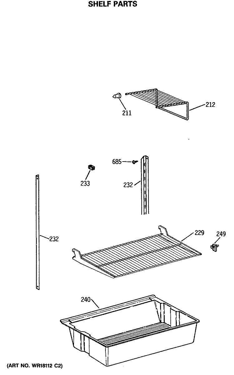 SHELF PARTS Diagram and Parts List for MTX18LASGRWH  General Electric Refrigerator