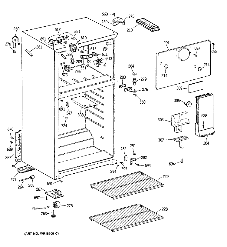 Section Diagram and Parts List for MTX14LYXKRWH  General Electric Refrigerator