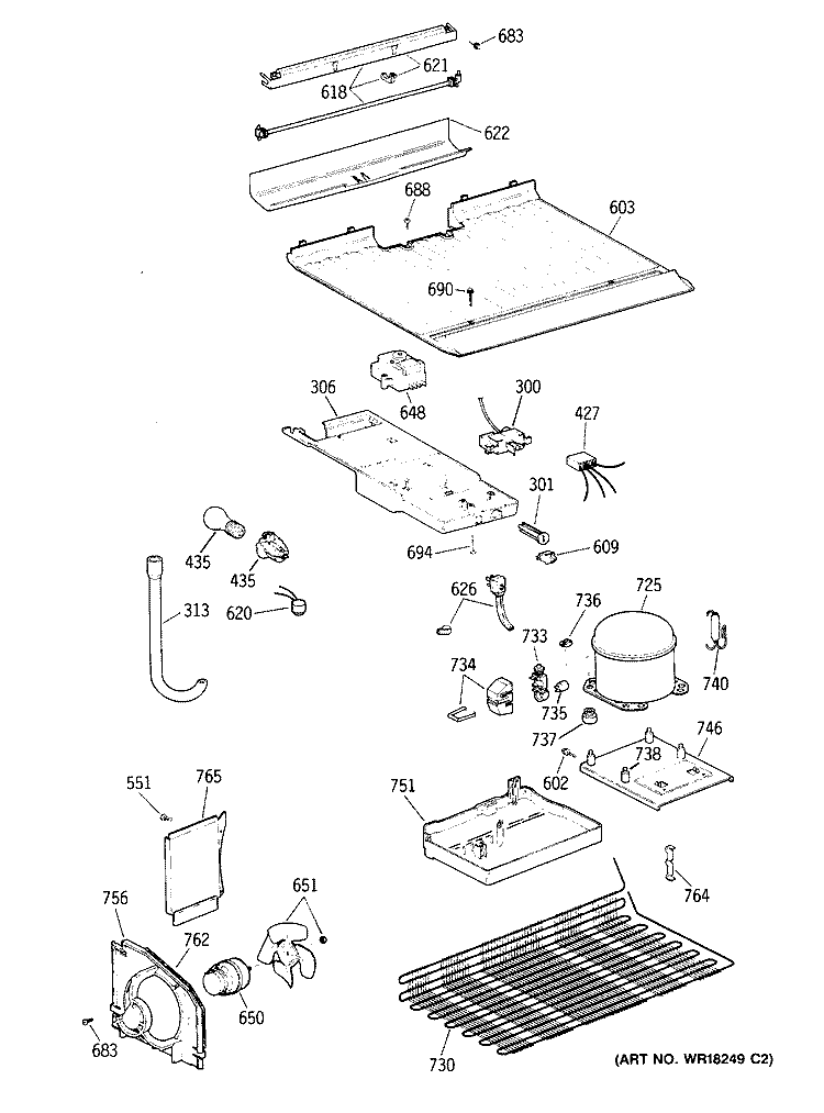Section Diagram and Parts List for MTX16CYXKRWH  General Electric Refrigerator