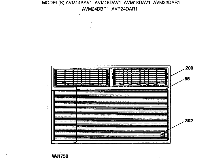 Section Diagram and Parts List for AVM24DBR1  General Electric Air Conditioner