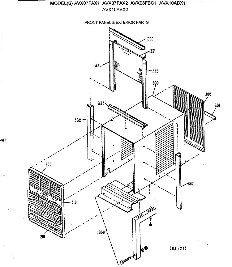 FRONT PANEL & EXTERIOR PARTS Diagram and Parts List for AVX10ABX1  General Electric Air Conditioner