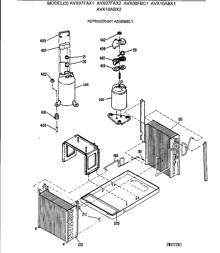 REFRIGERANT ASSEMBLY Diagram and Parts List for AVX10ABX1  General Electric Air Conditioner