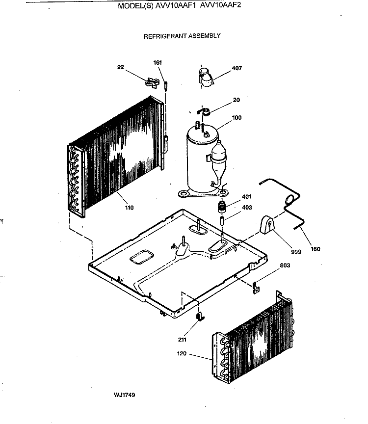 REFRIGERANT ASSEMBLY Diagram and Parts List for AVV10AAF2  General Electric Air Conditioner