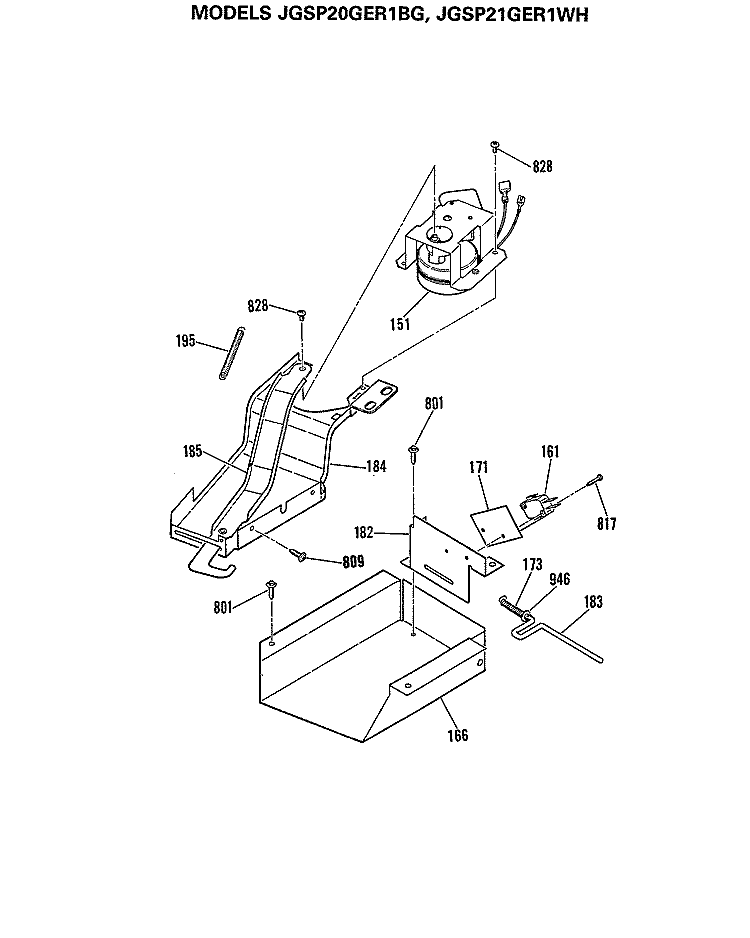 Section Diagram and Parts List for JGSP20GER1BG  General Electric Range