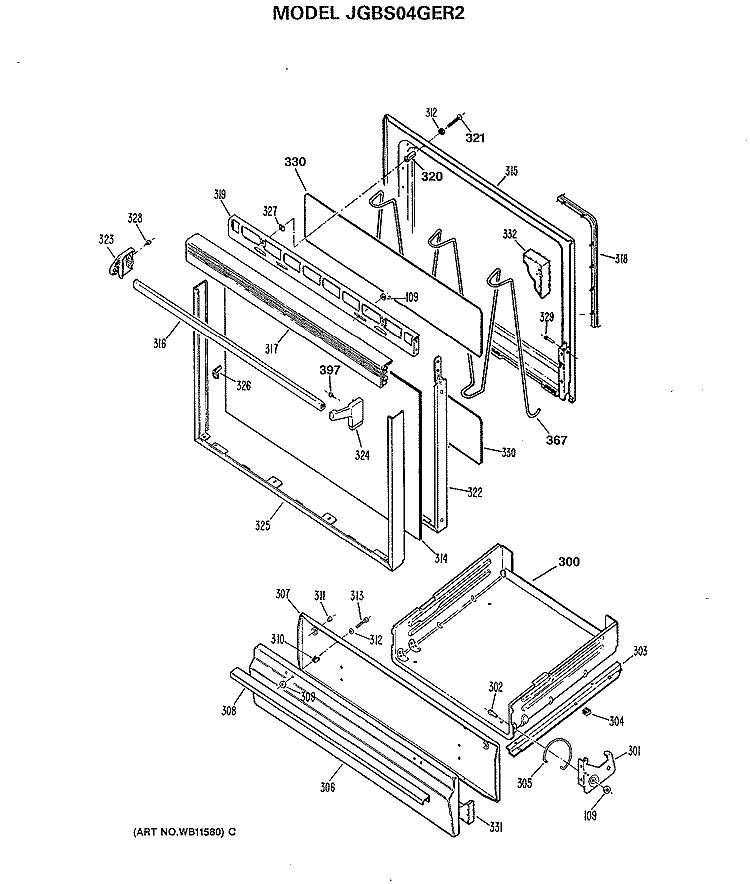 Section Diagram and Parts List for JGBS04GER2  General Electric Range