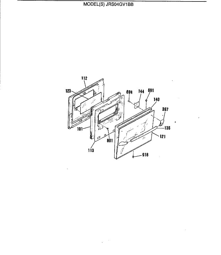 Section Diagram and Parts List for JRS04GV1BB  General Electric Wall Oven