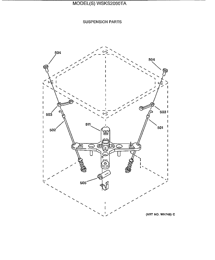 SUSPENSION PARTS Diagram and Parts List for WSKS2060TA  General Electric Washer