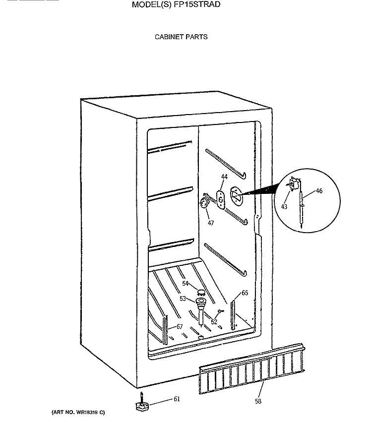 CABINET PARTS Diagram and Parts List for FP15STRAD  General Electric Freezer