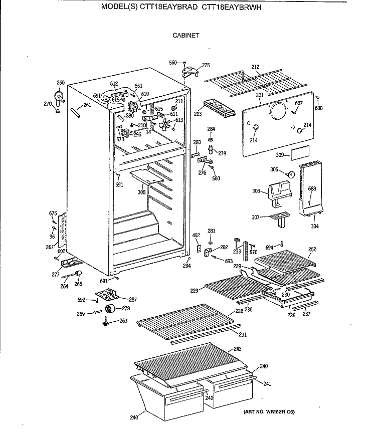 CABINET Diagram and Parts List for CTT18EAYBRAD  Hotpoint Refrigerator