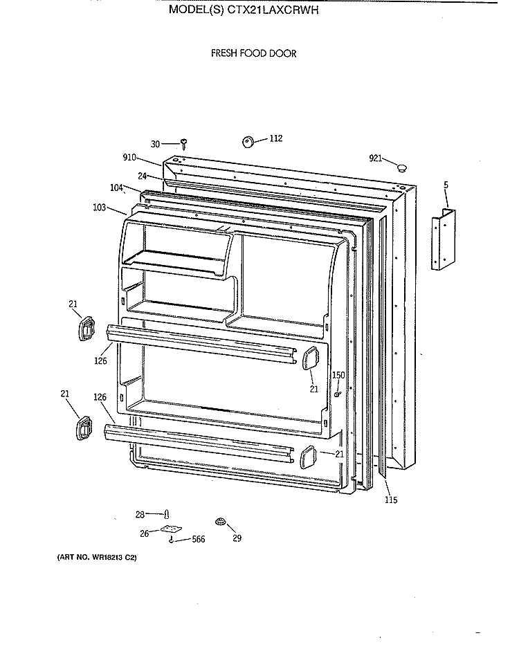 FRESH FOOD DOOR Diagram and Parts List for CTX21LAXCRWH  Hotpoint Refrigerator