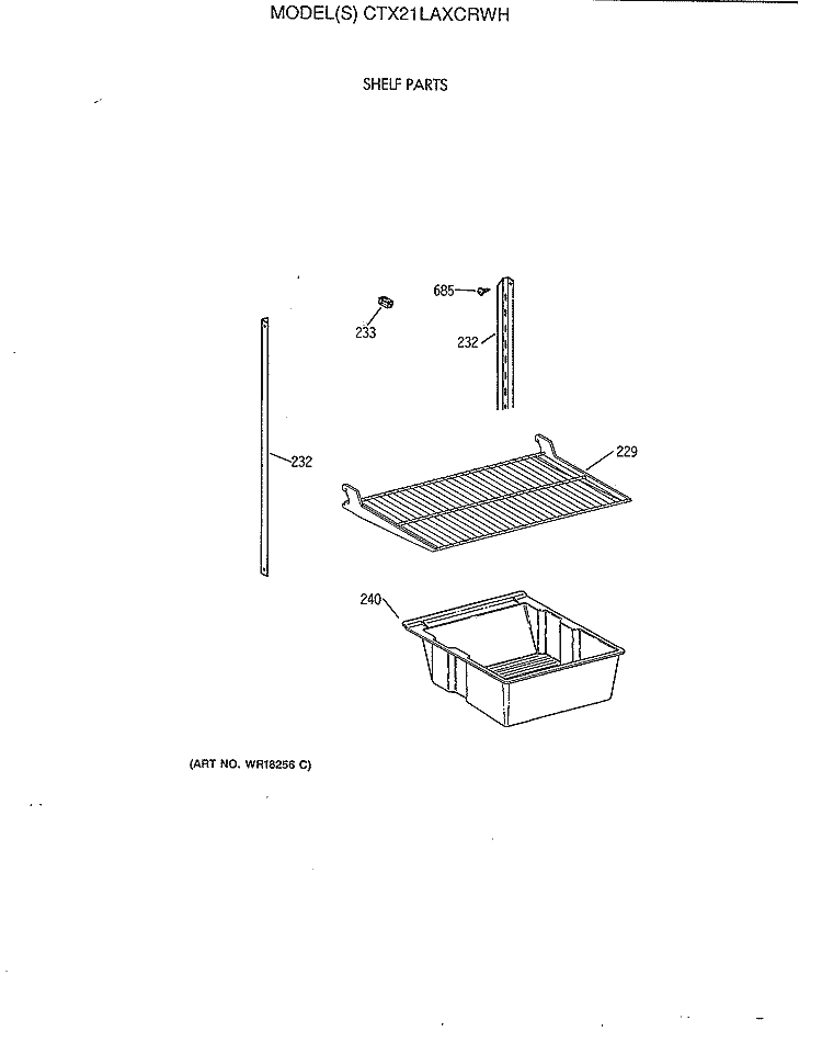 SHELF PARTS Diagram and Parts List for CTX21LAXCRWH  Hotpoint Refrigerator