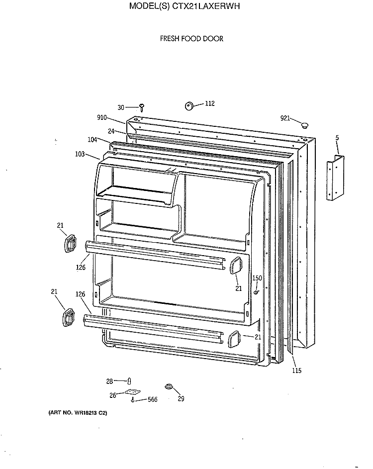 FRESH FOOD DOOR Diagram and Parts List for CTX21LAXERWH  Hotpoint Refrigerator