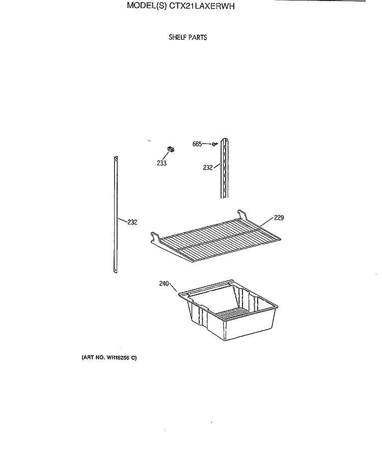 SHELF PARTS Diagram and Parts List for CTX21LAXERWH  Hotpoint Refrigerator