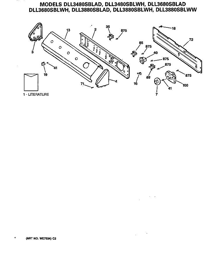 Section Diagram and Parts List for DLL3880SBLWW  Hotpoint Dryer