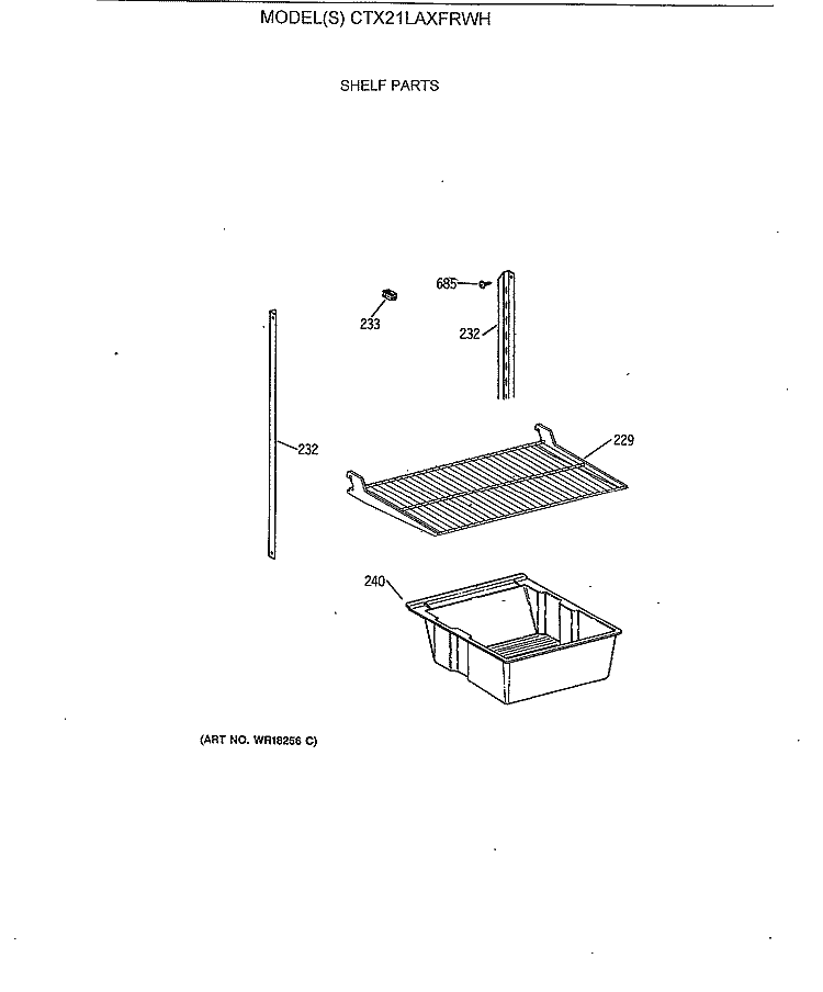 SHELF PARTS Diagram and Parts List for CTX21LAXFRWH  Hotpoint Refrigerator