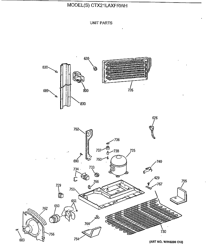 UNIT PARTS Diagram and Parts List for CTX21LAXFRWH  Hotpoint Refrigerator