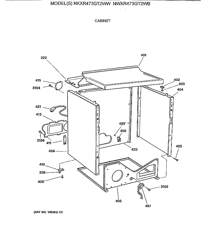 CABINET Diagram and Parts List for NKXR473GT2WW  Hotpoint Dryer