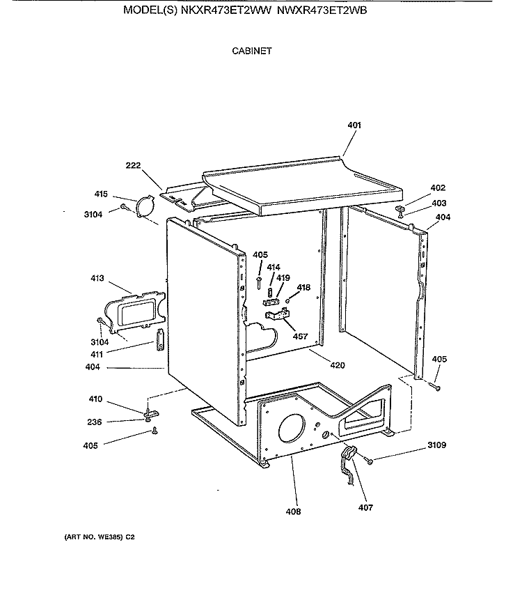 CABINET Diagram and Parts List for NKXR473ET2WW  Hotpoint Dryer