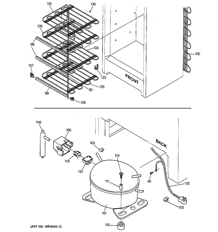 UNIT PARTS Diagram and Parts List for FP12SXARWH  General Electric Freezer