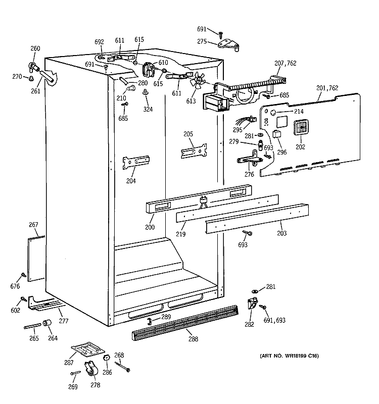CABINET PARTS Diagram and Parts List for CTX21GABBRAA  Hotpoint Refrigerator