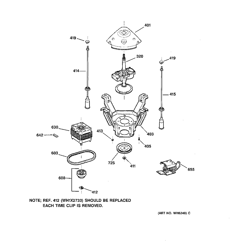 SUSPENSION, PUMP & DRIVE COMPONENTS Diagram and Parts List for YJSR2070T6AA  General Electric Washer