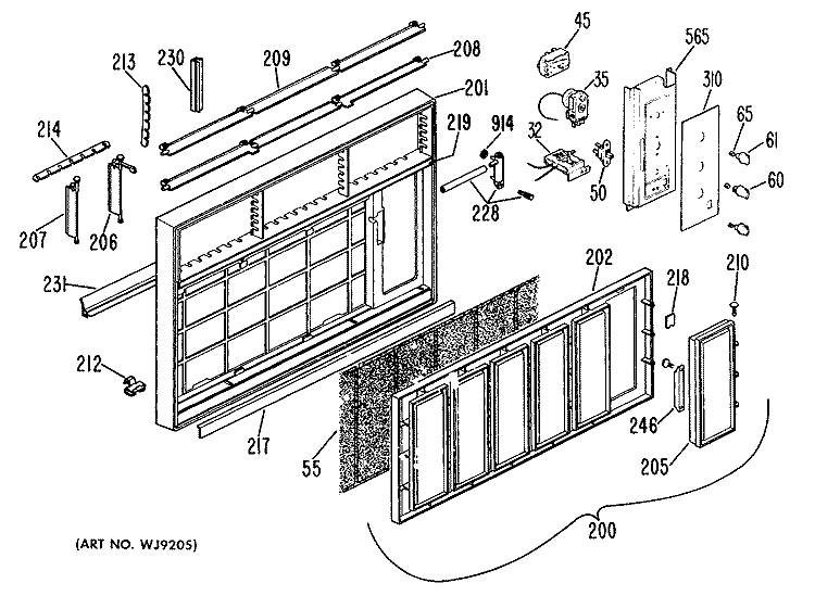 Section Diagram and Parts List for AD915DSZ1  General Electric Air Conditioner