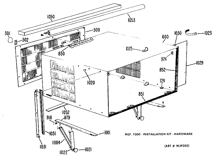 Section Diagram and Parts List for AD915DSZ1  General Electric Air Conditioner