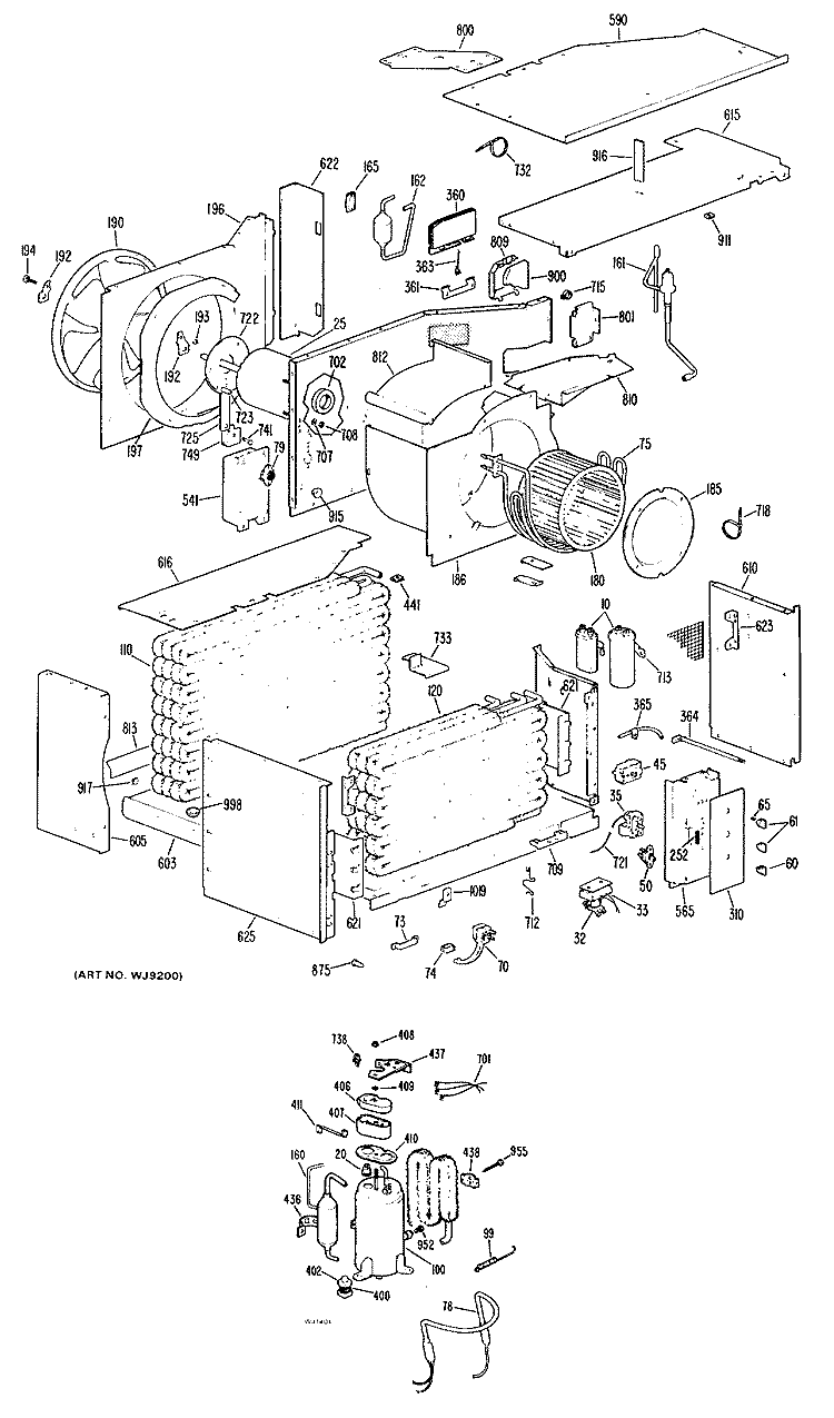 Section Diagram and Parts List for AFN15DSE1  General Electric Air Conditioner