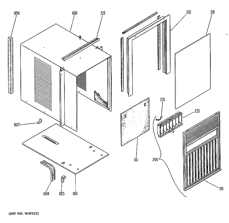 Section Diagram and Parts List for ASX10ATV1  General Electric Air Conditioner