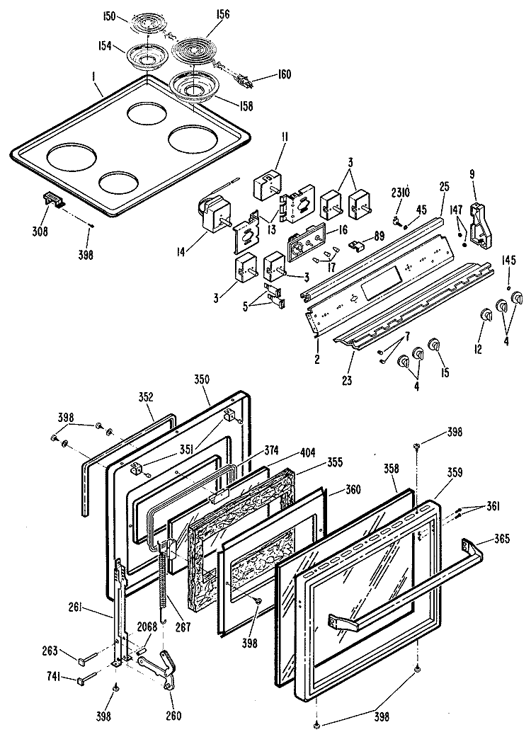 Section Diagram and Parts List for JDC26GH1  General Electric Range