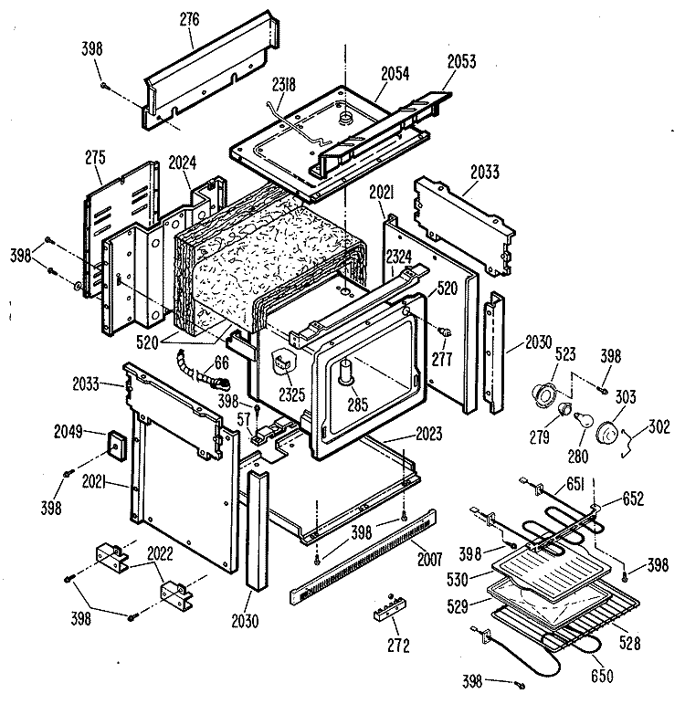 Section Diagram and Parts List for JDC26GH1  General Electric Range