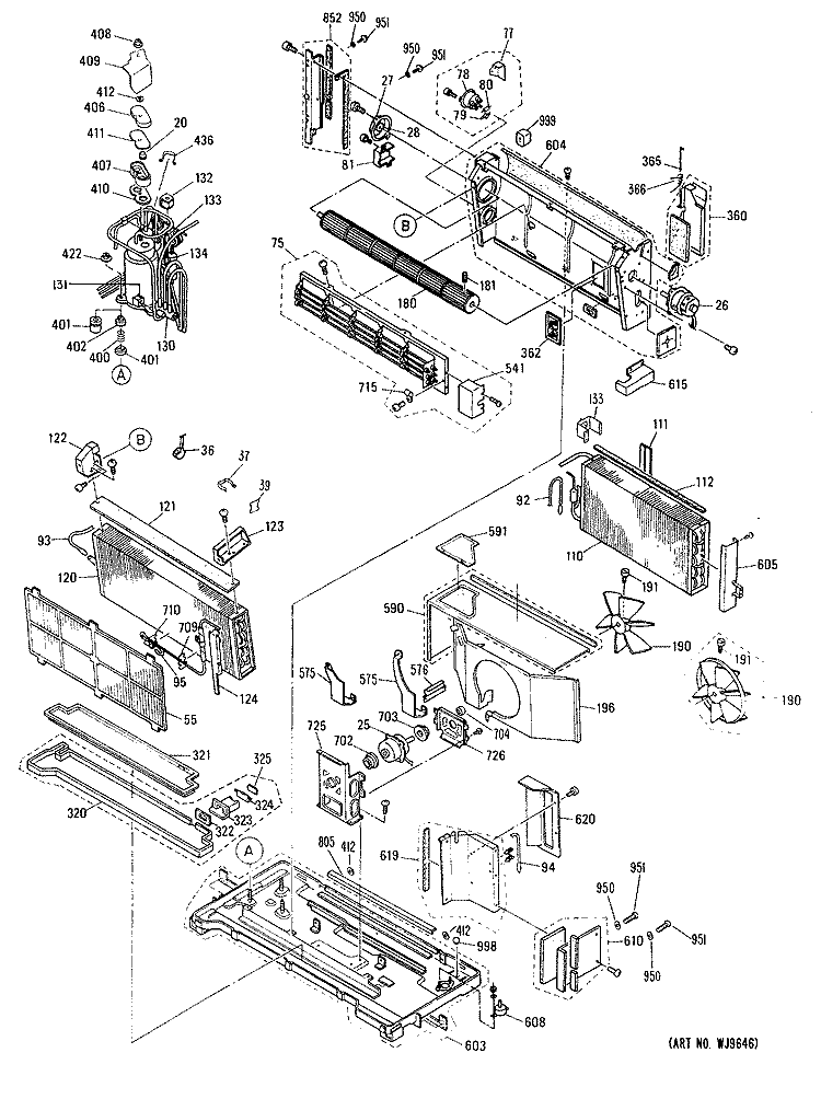Section Diagram and Parts List for AZC515EDV1  General Electric Air Conditioner