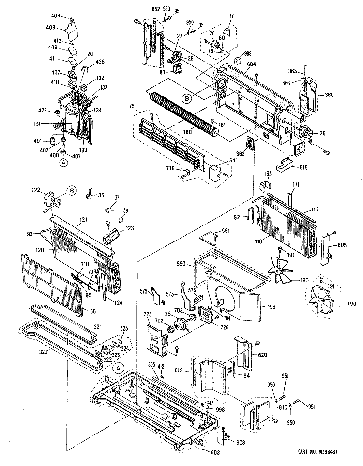 Section Diagram and Parts List for AZC306EDV1  General Electric Air Conditioner
