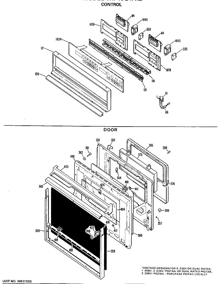 CONTROL Diagram and Parts List for JKP46G*K2  General Electric Wall Oven