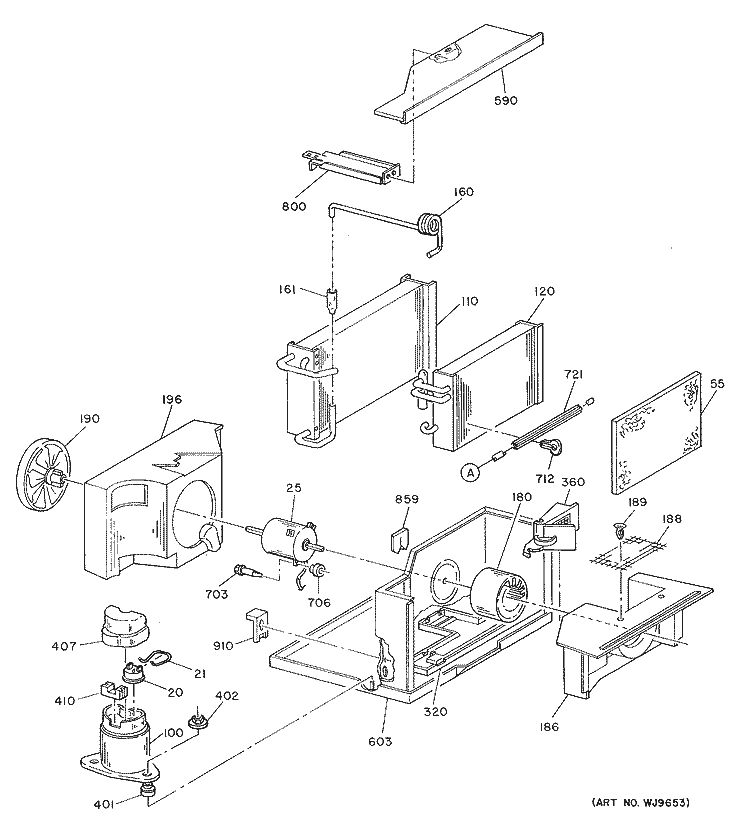 Section Diagram and Parts List for ACM12DBX1  General Electric Air Conditioner
